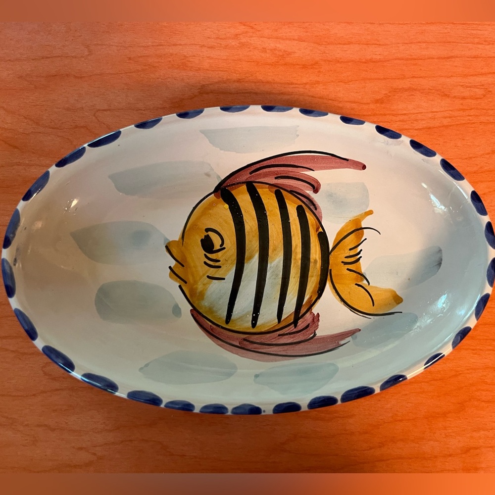 Small Vietri Italian Fish Oval Hand Painted Plate Platter - Picture 1 of 5